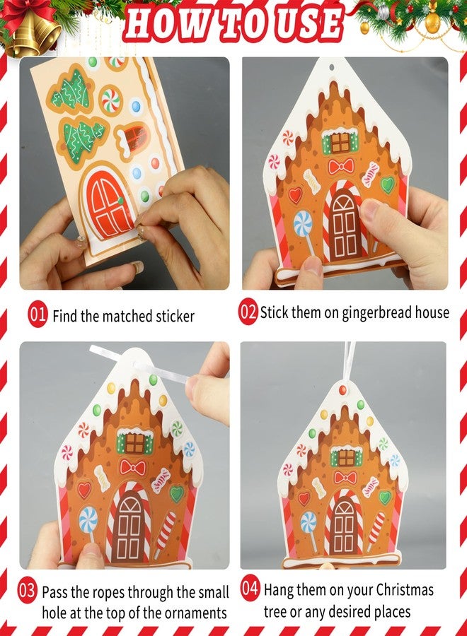 peony man 40 Pack Christmas Ornament Crafts for Kids DIY Christmas Gingerbread Man Cutouts with Stickers Make Your Own Gingerbread House Crafts Xmas Tree Ornaments Kit for Holiday Party Classroom Home Decor - Image 4